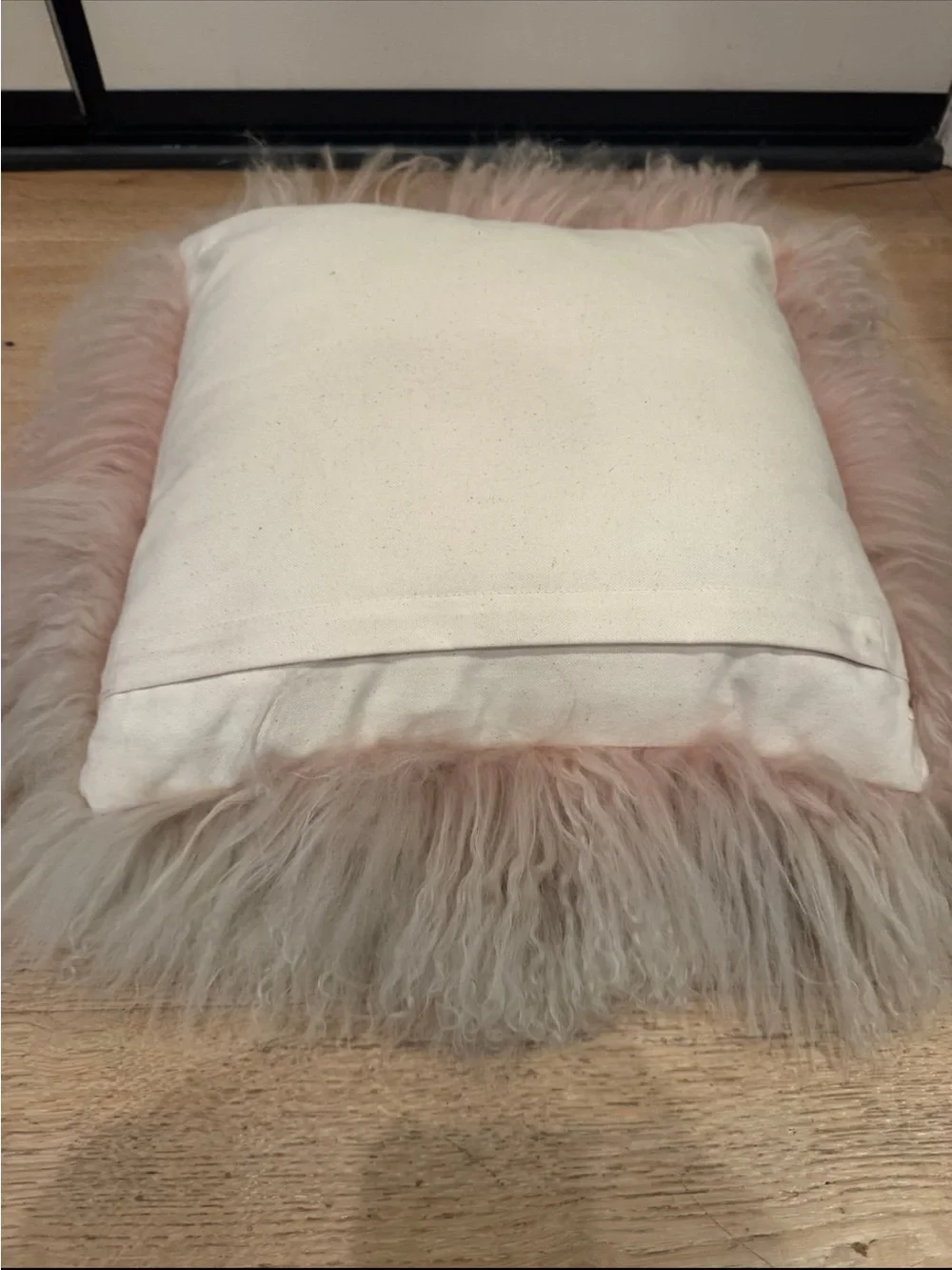 Mongolian Lamb Pillow NEW Pale Pink Rose WEST ELM Price Firm!